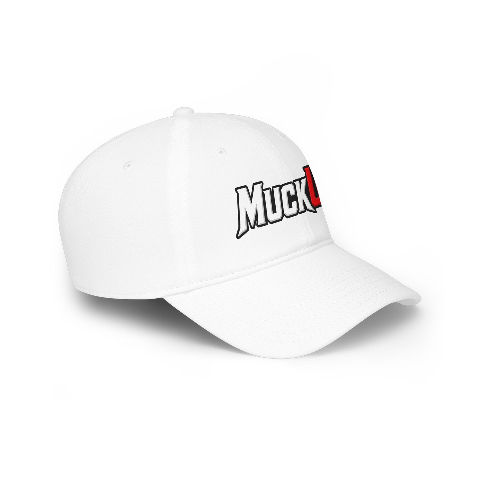 MuckU2 Poker Cap – White & Red Logo Baseball Hat