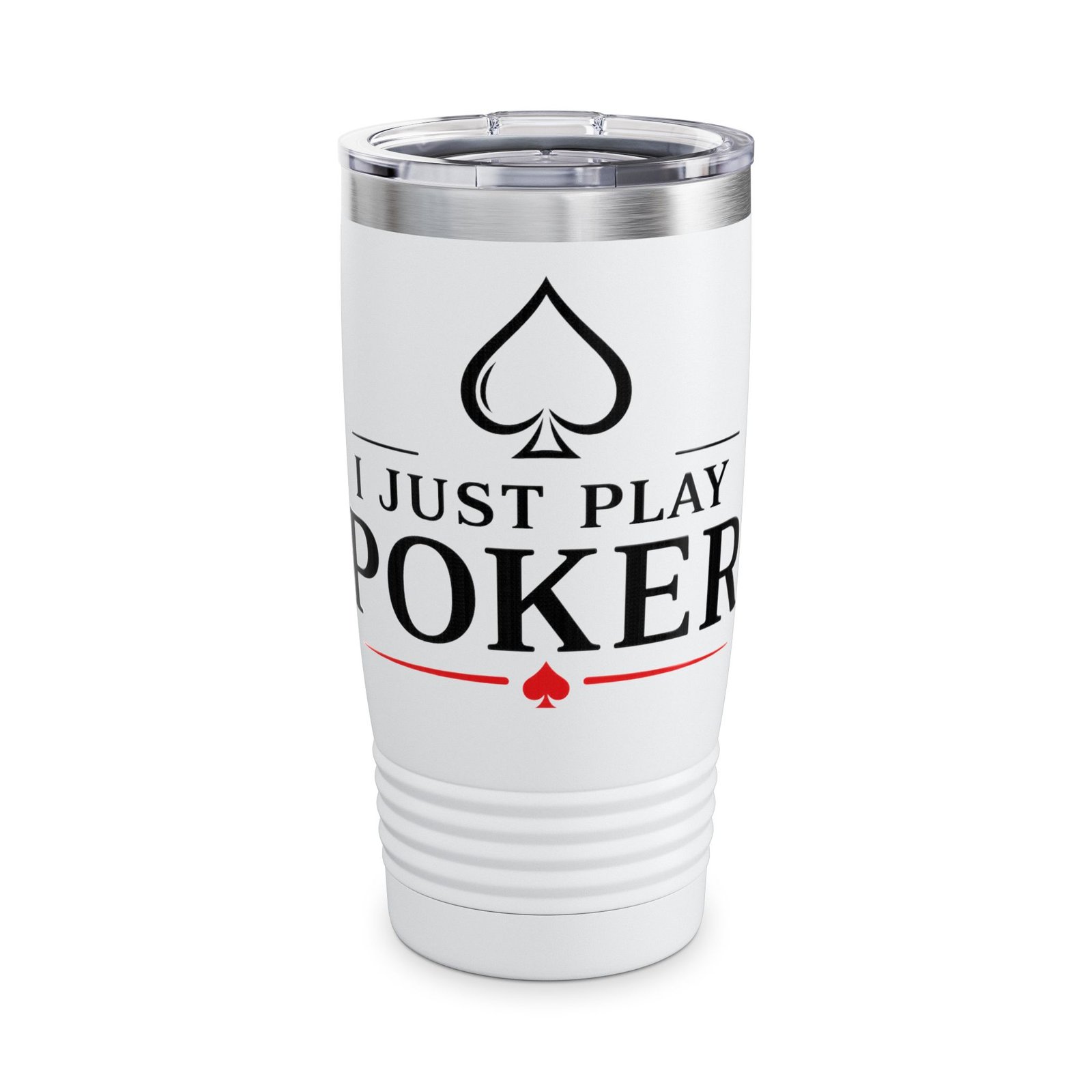 I Just Play Poker Tumbler – Black & Red Poker Logo
