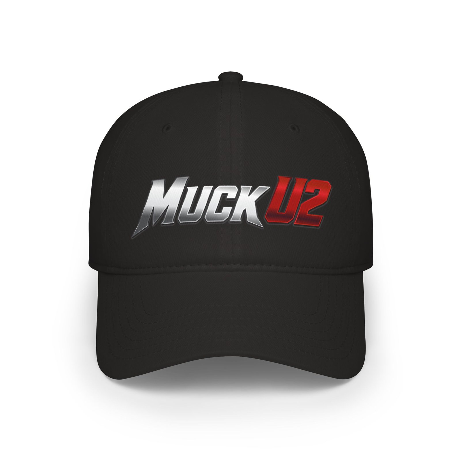 MuckU2 Poker Cap – Silver & Red Logo Baseball Hat