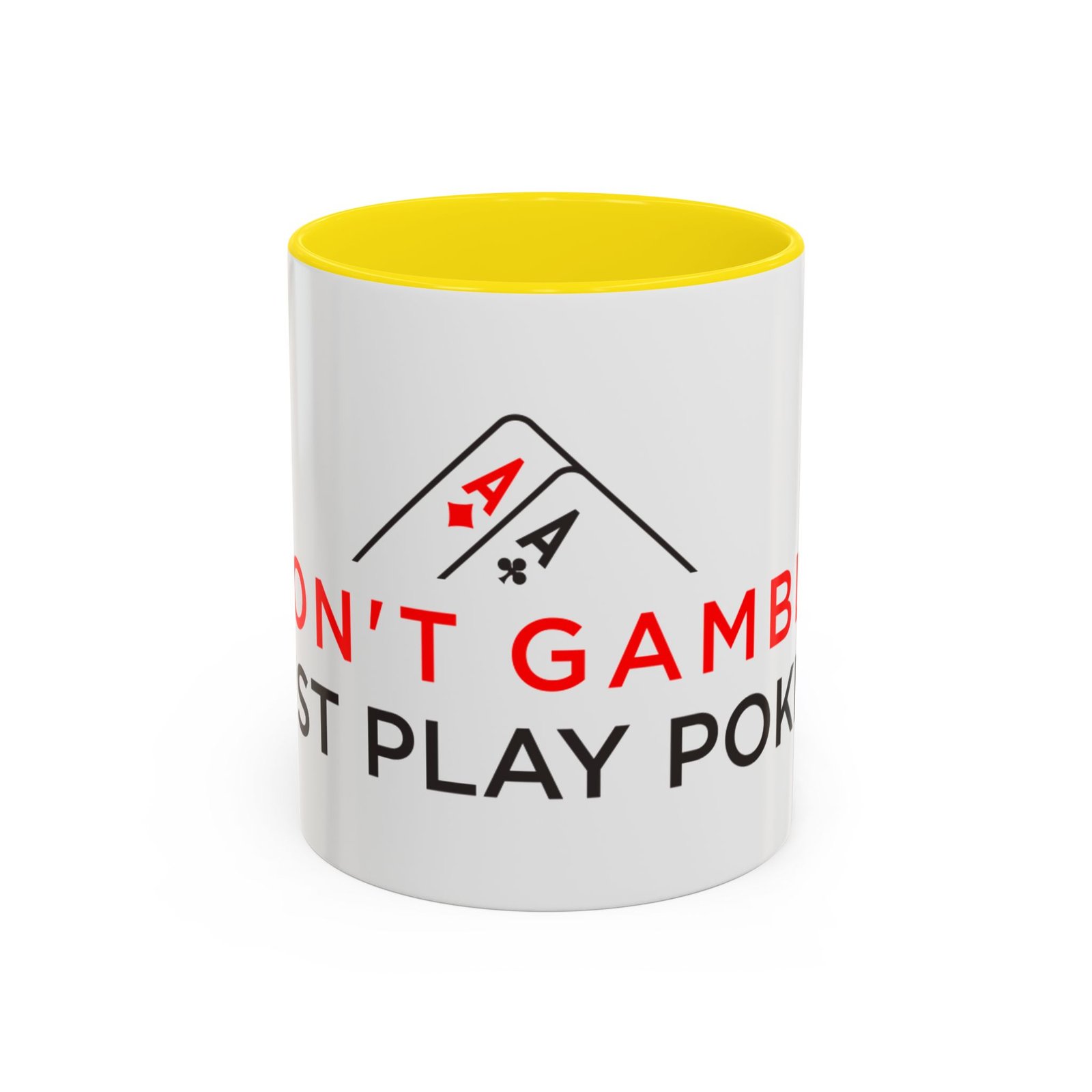 I Don’t Gamble, I Just Play Poker White Mug – Red & Black Logo