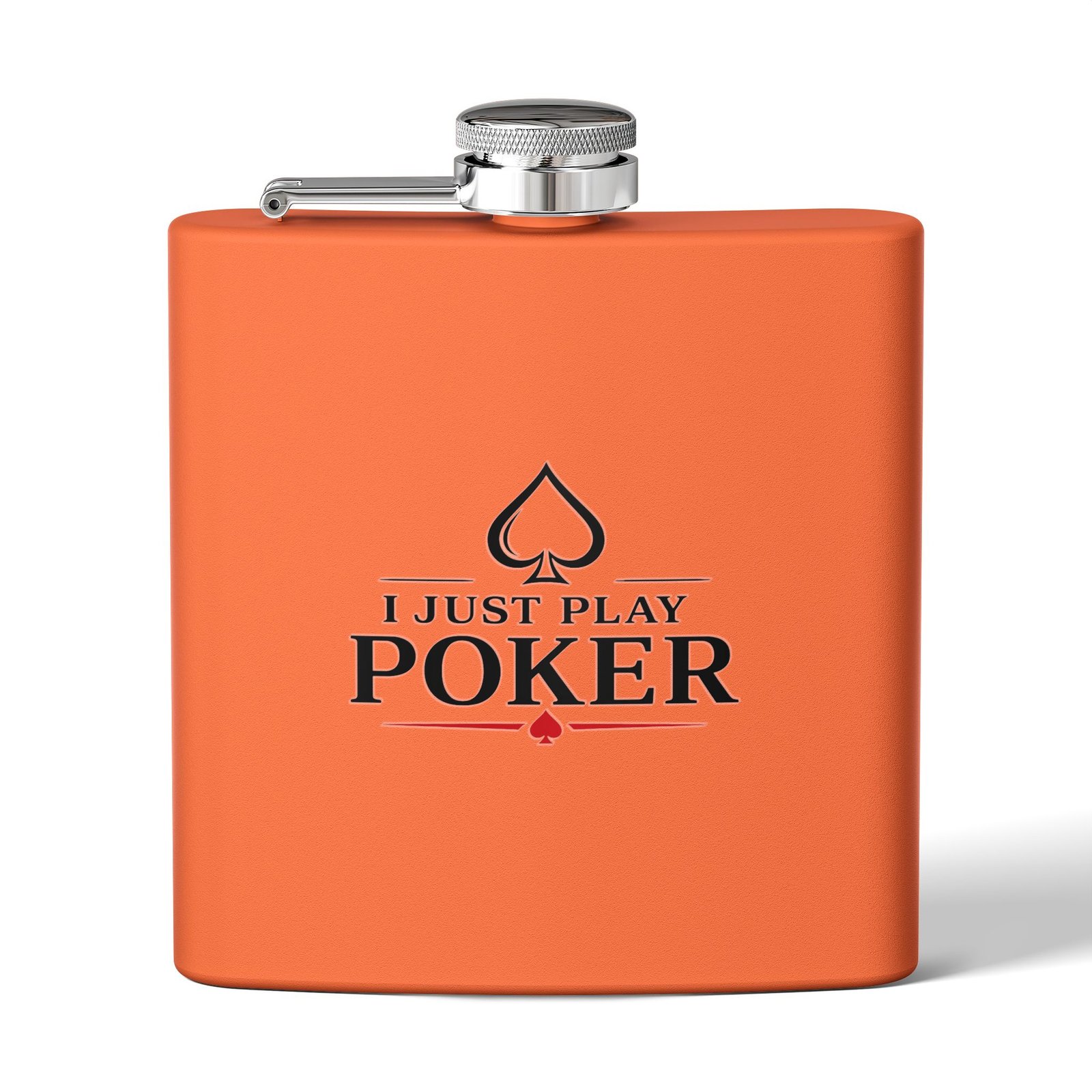 I Just Play Poker Flask – Black & Red Logo
