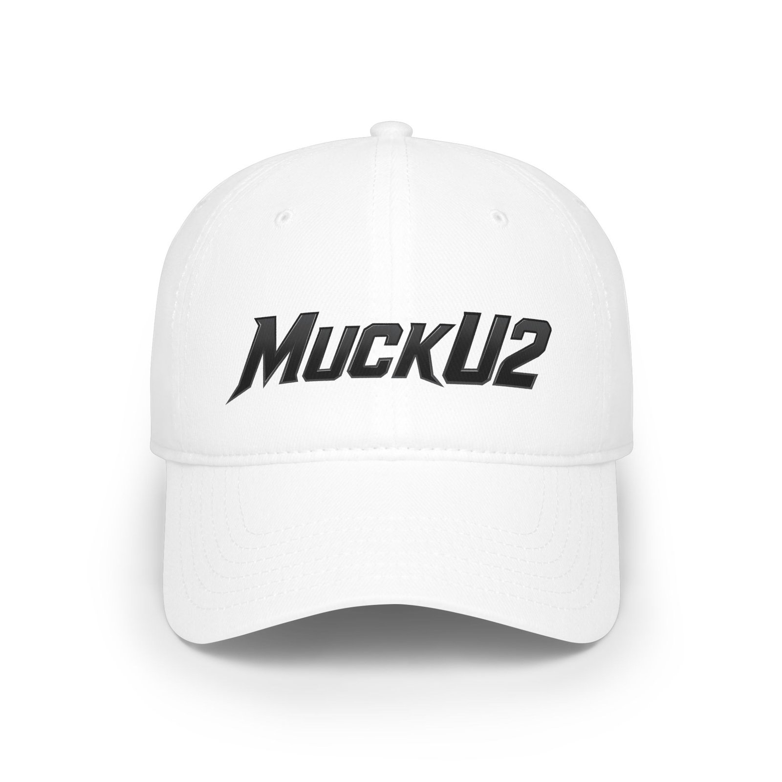 MuckU2 Distressed Dad Hat – Black Embroidered Poker Cap