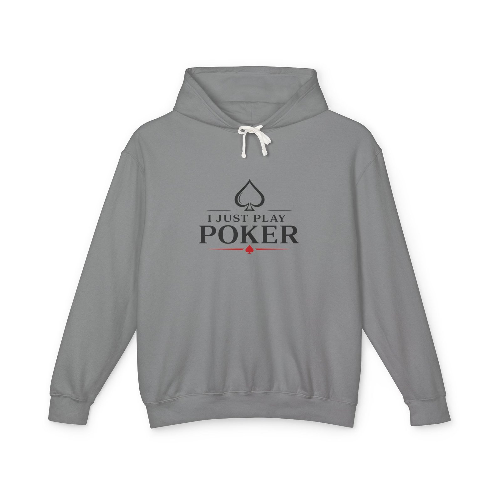 I Just Play Poker Hoodie – Black & Red Poker Logo