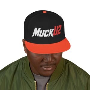 MuckU2 Snapback Poker Cap – White & Red Logo