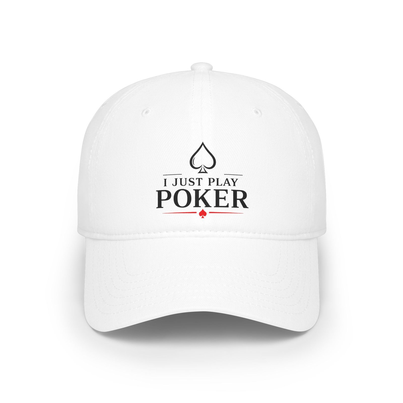 I Just Play Poker Cap – Black & Red Poker Logo
