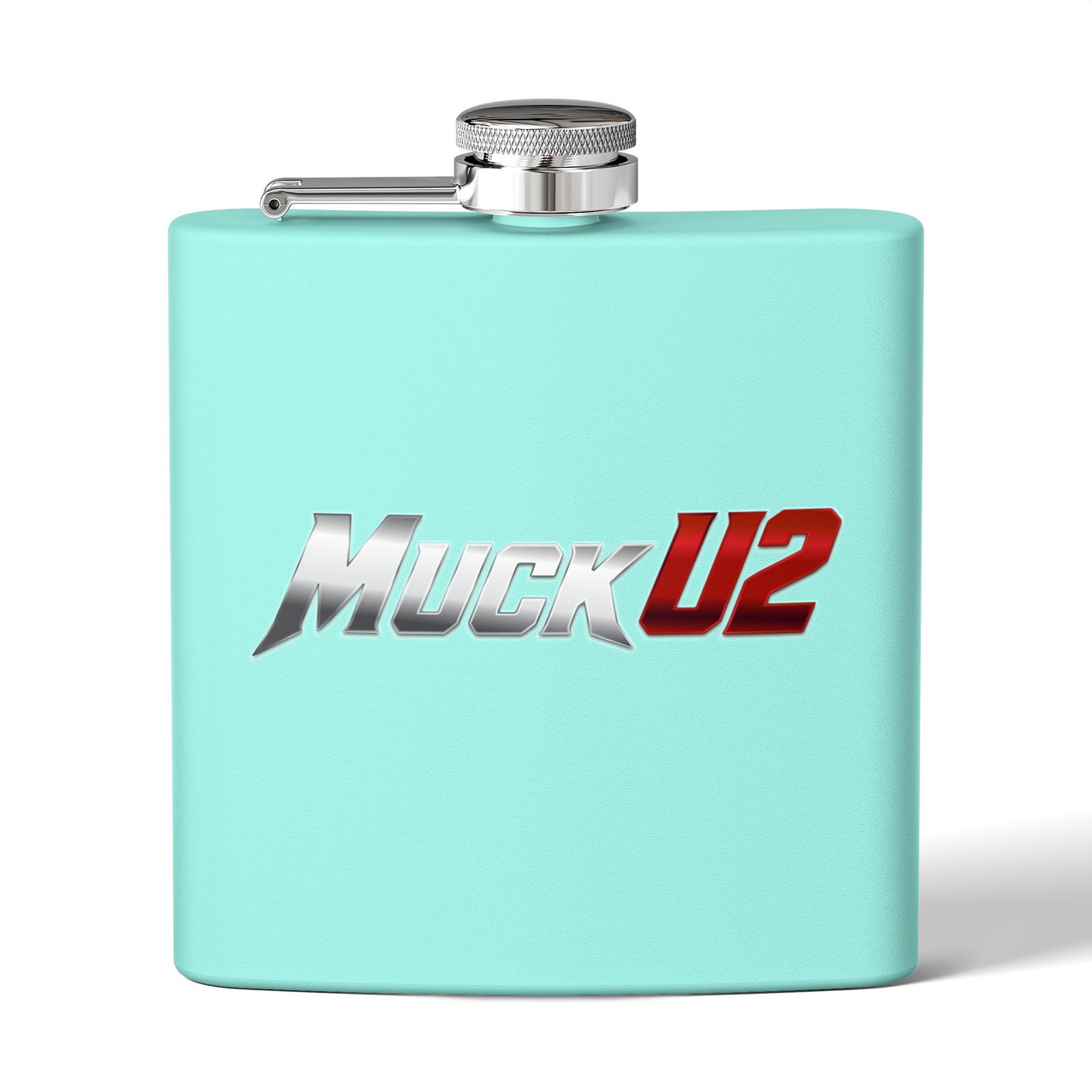 MuckU2 Flask – Silver & Red Logo Poker Flask