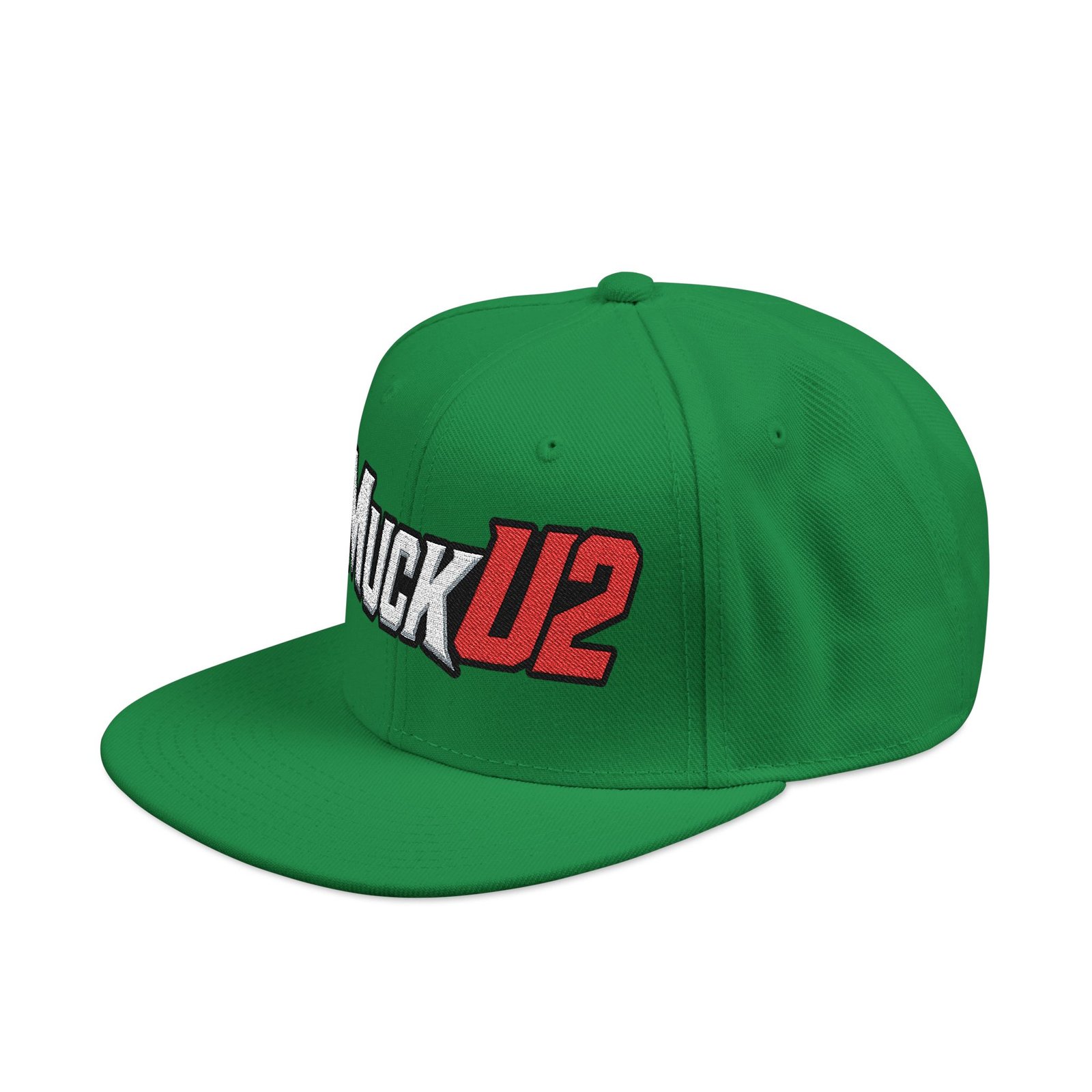 MuckU2 Snapback Poker Cap – White & Red Embroidered Logo