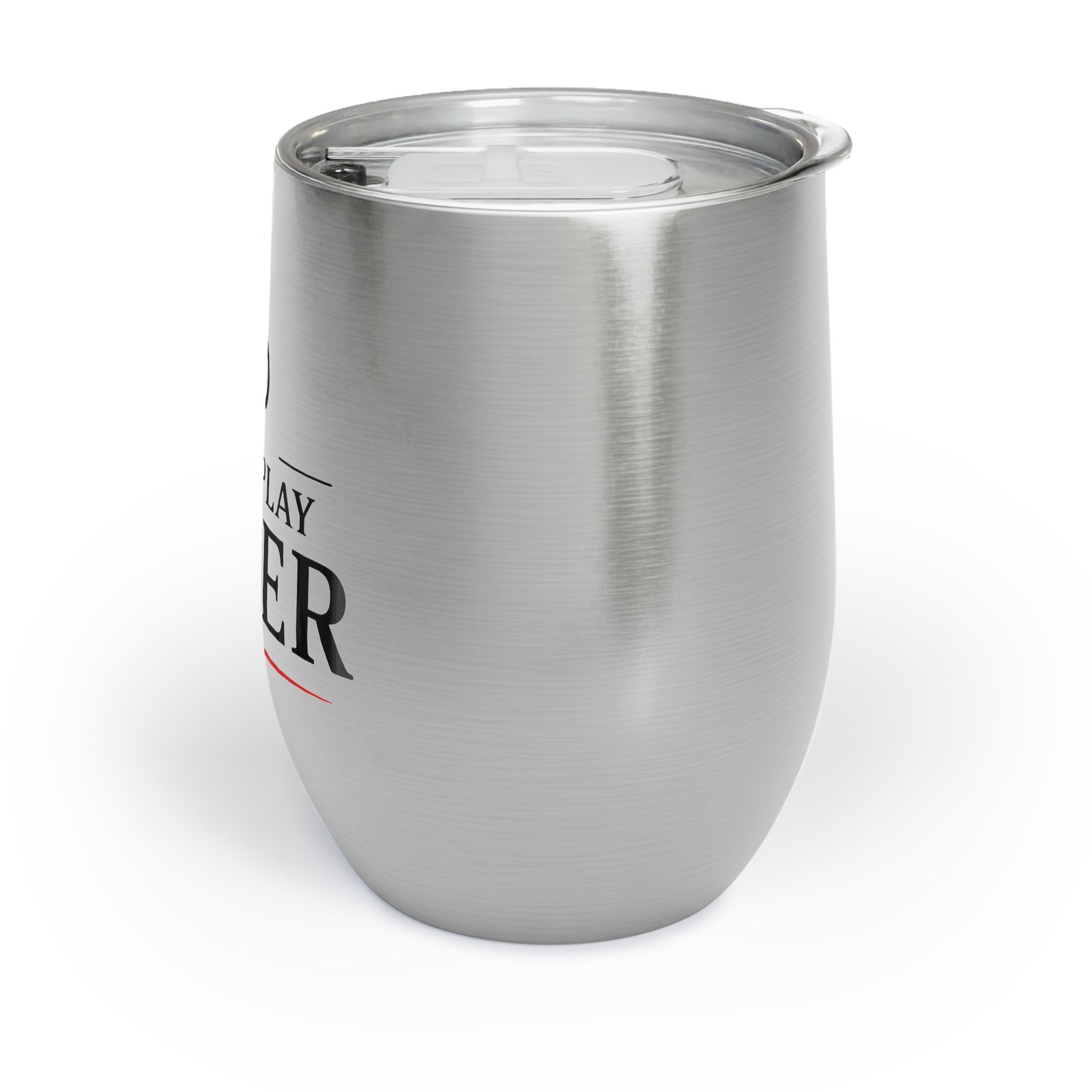 I Just Play Poker Wine Tumbler – Black & Red Logo