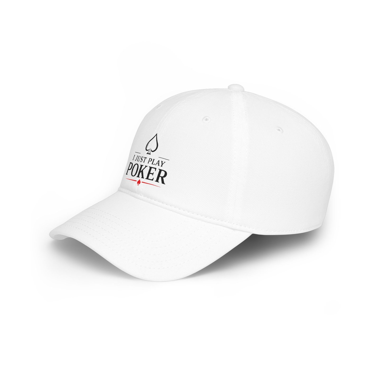 I Just Play Poker Cap – Black & Red Poker Logo