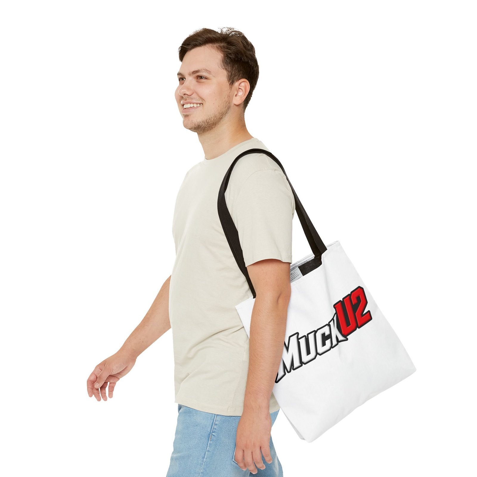 MuckU2 Canvas Tote Bag – White & Red Poker Logo