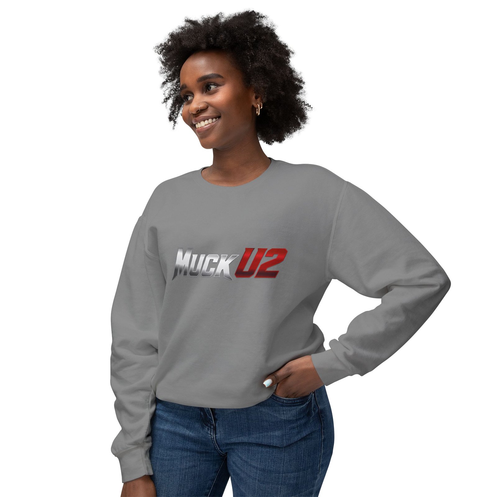 MuckU2 Sweatshirt – Silver & Red Logo Poker Crewneck