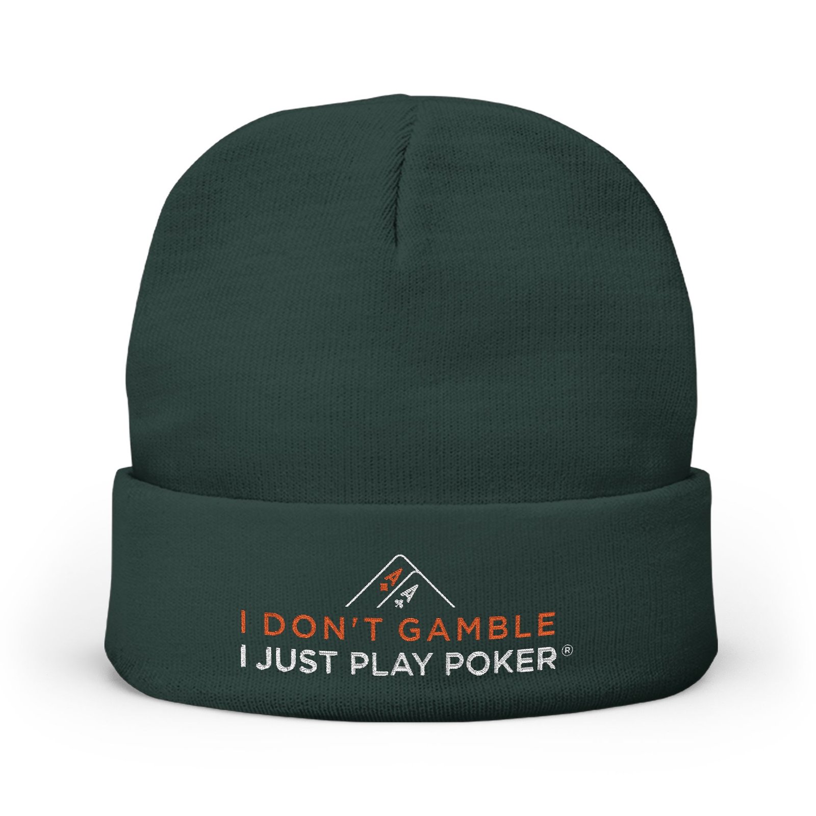 I Don’t Gamble, I Just Play Poker Beanie – Red & White Logo