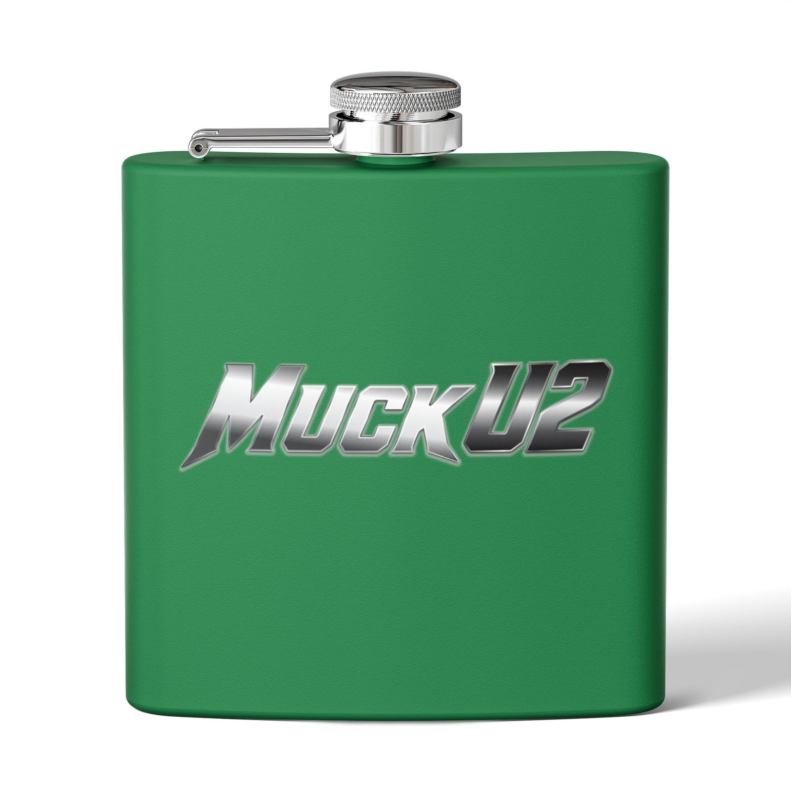 MuckU2 Flask – Silver & Red Logo Poker Flask