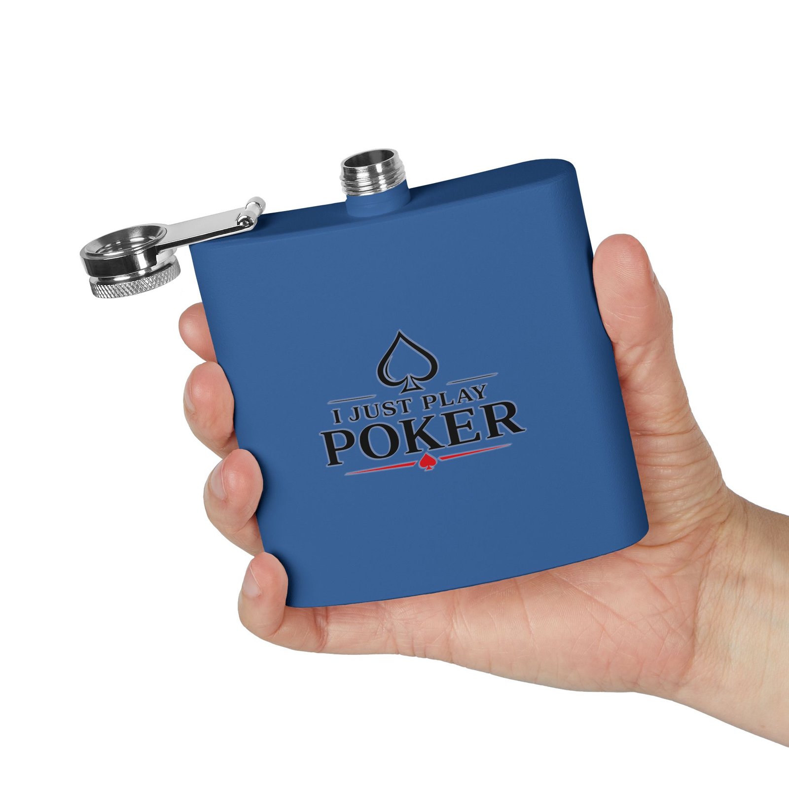 I Just Play Poker Flask – Black & Red Logo