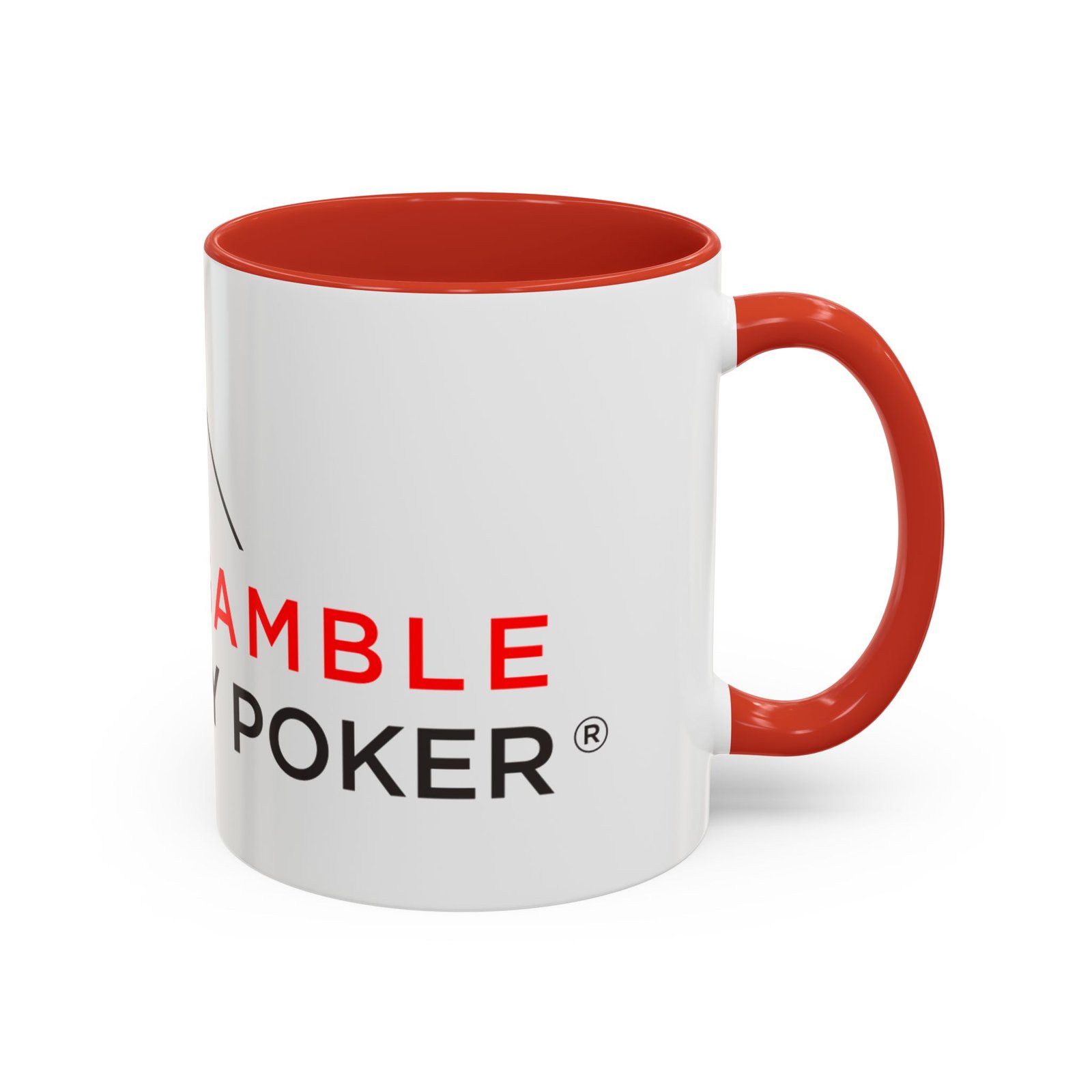 I Don’t Gamble, I Just Play Poker White Mug – Red & Black Logo
