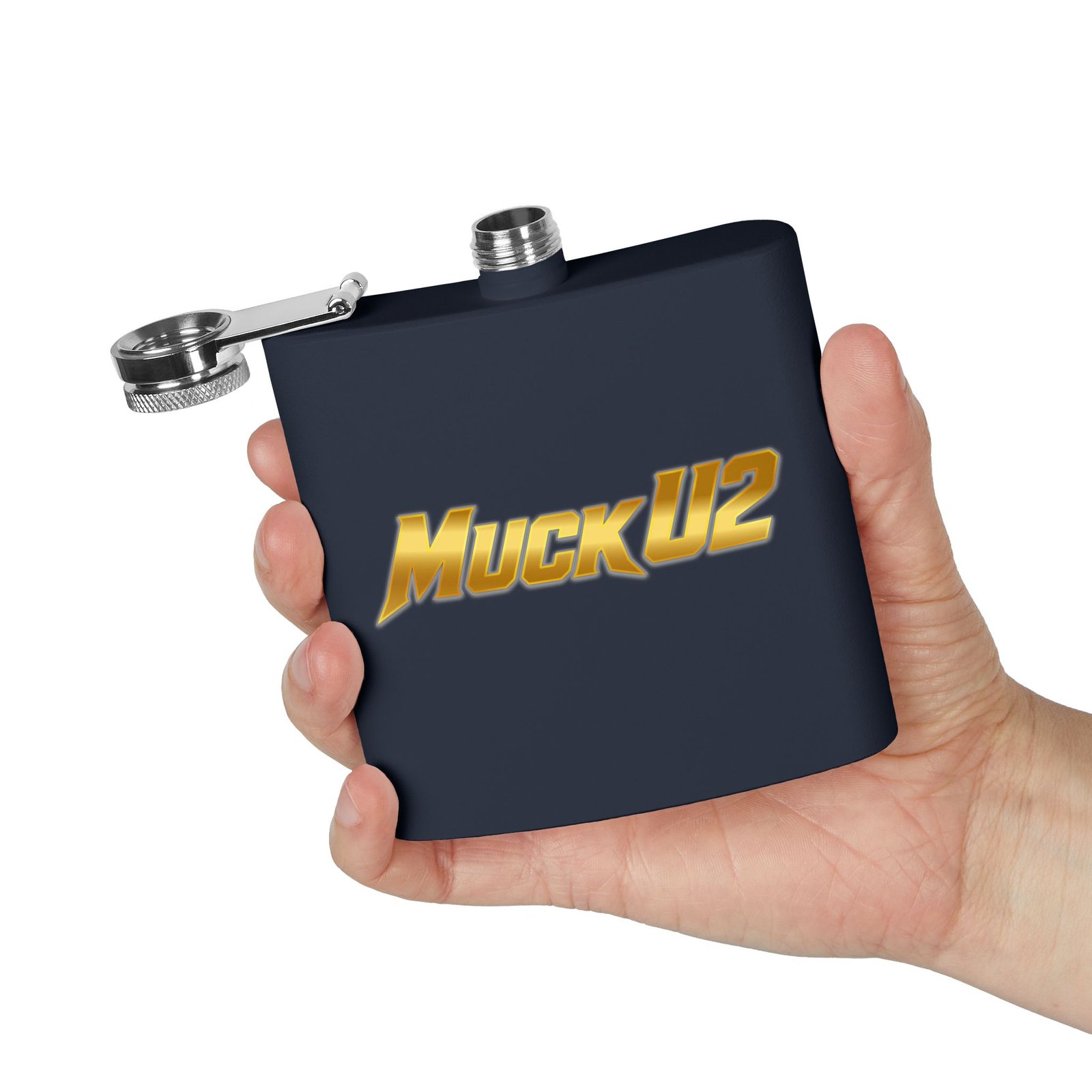 MuckU2 Flask – Gold Logo Poker Flask