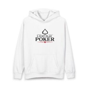 I Just Play Poker Hoodie – Black & Red Poker Logo
