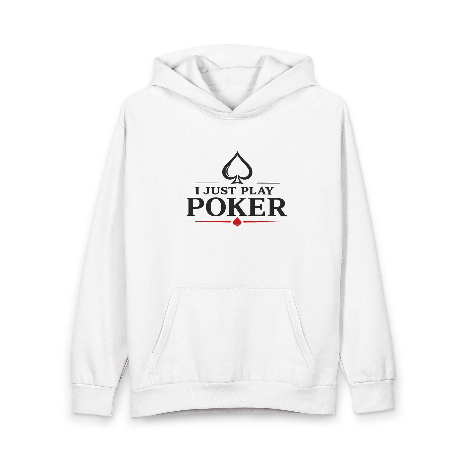 I Just Play Poker Hoodie – Black & Red Poker Logo