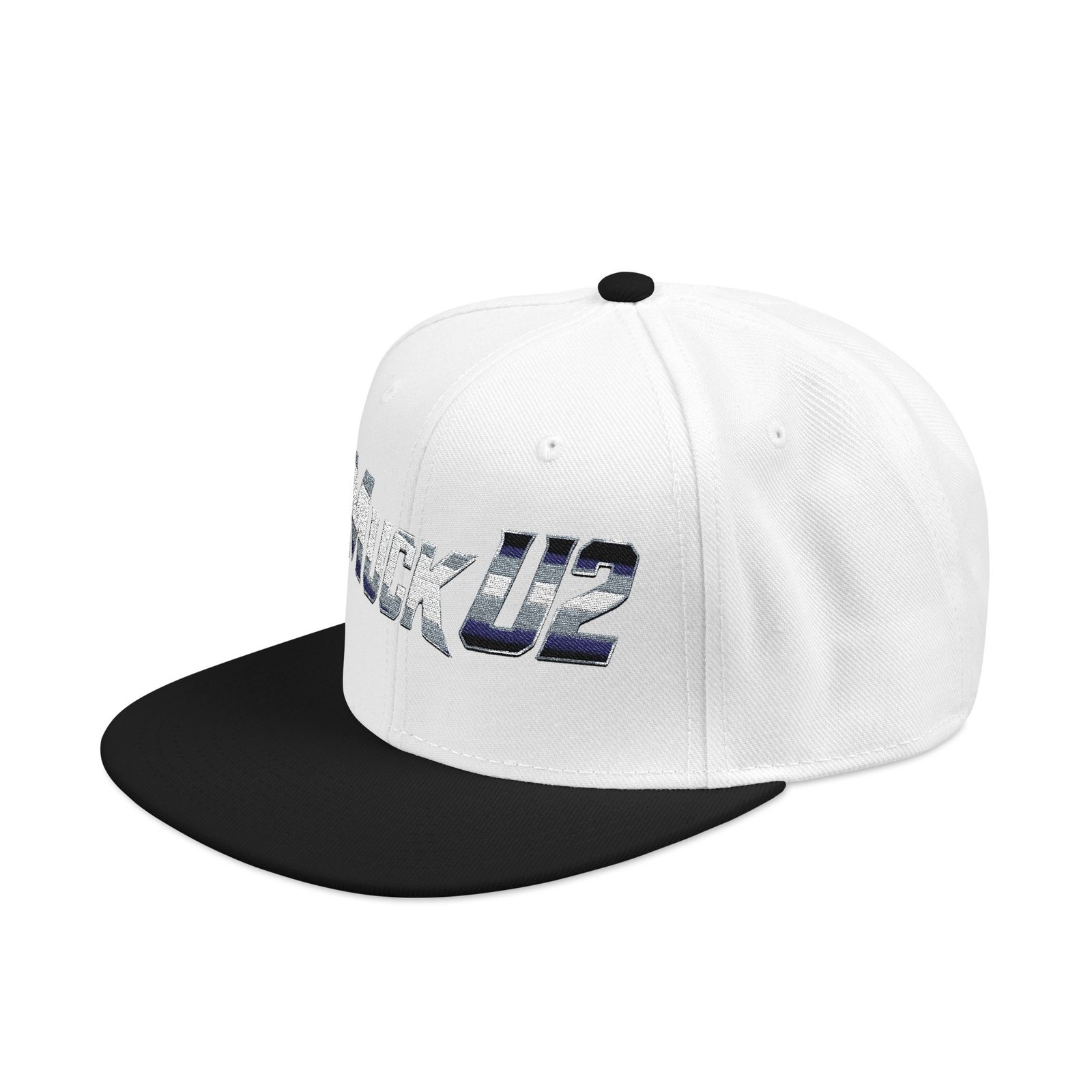 MuckU2 Snapback Poker Cap – Gradient Silver & Blue Logo