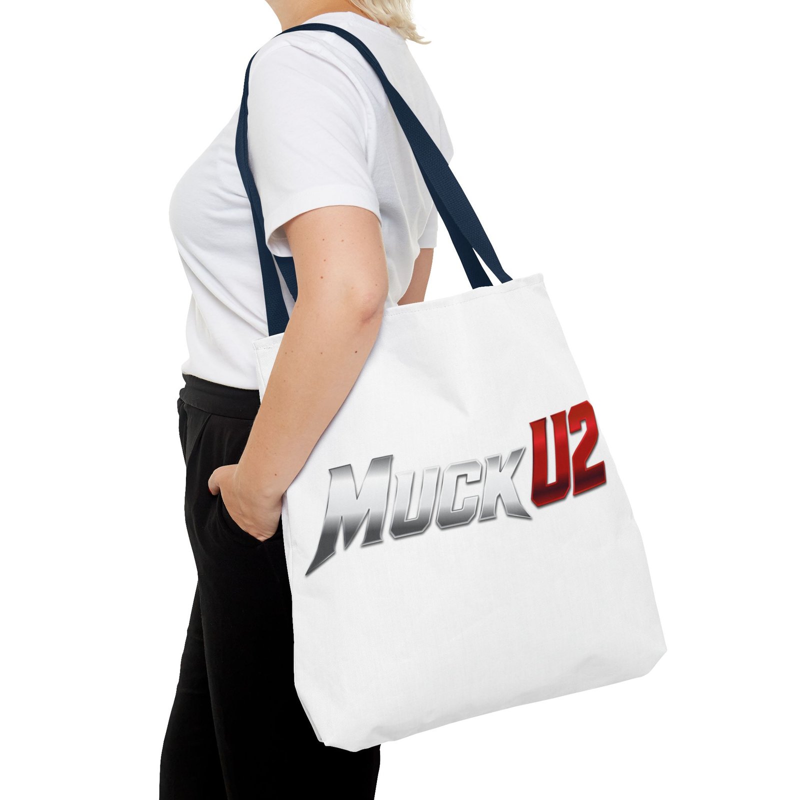 MuckU2 Canvas Tote Bag – Silver & Red Poker Logo