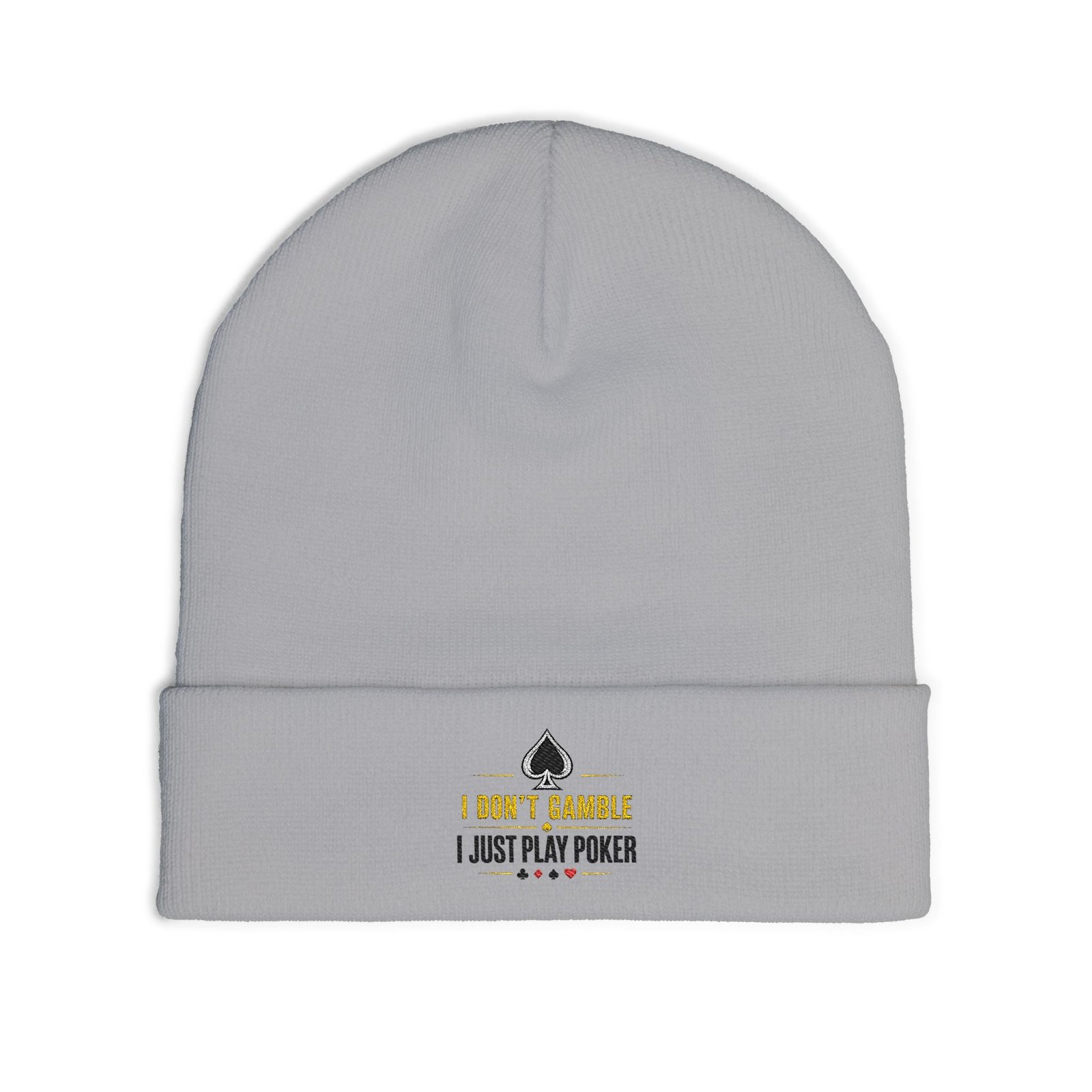 Poker Beanie – I Don’t Gamble, I Just Play Poker Winter Hat – Gold & Black