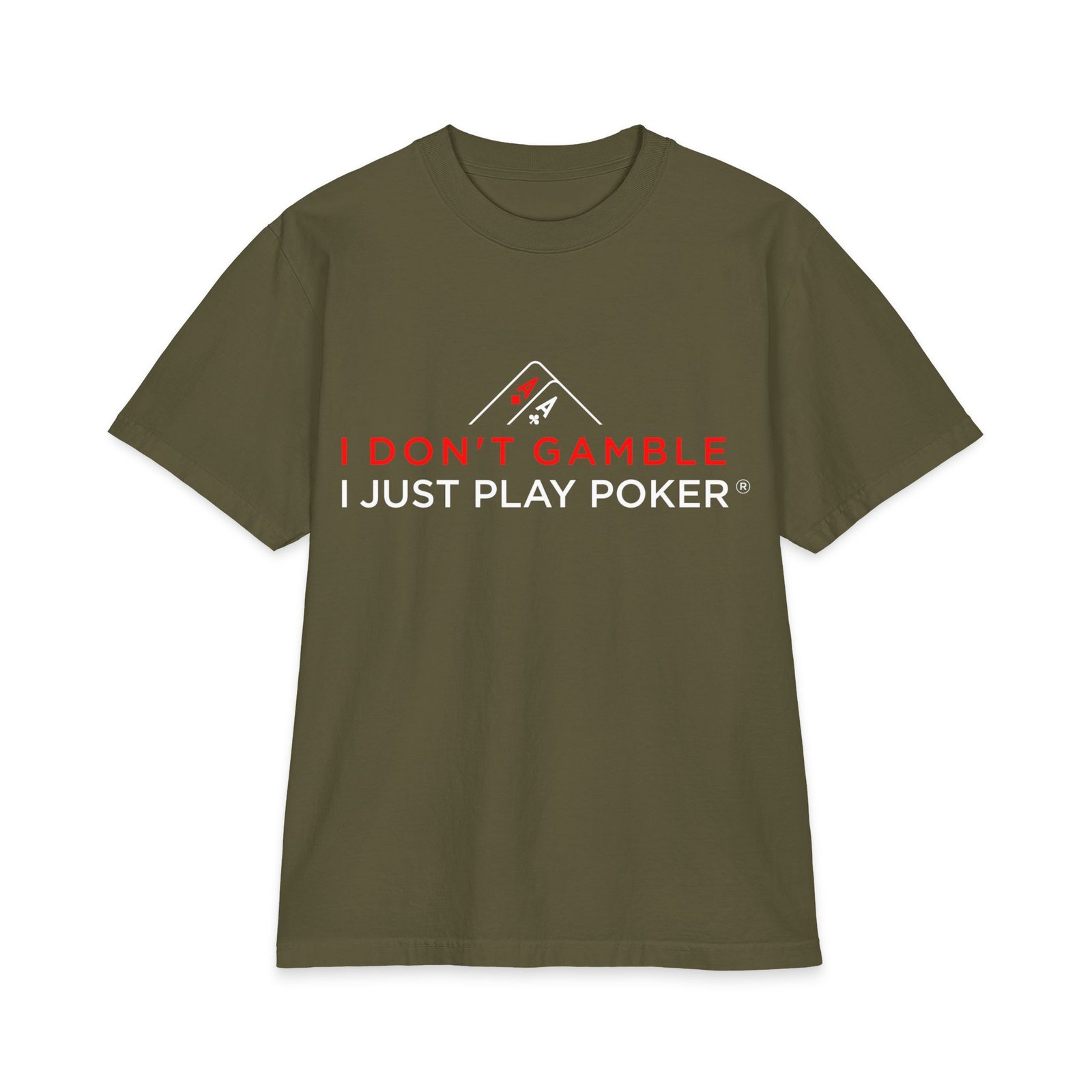 I Don’t Gamble, I Just Play Poker T-Shirt – Red & White Poker Logo