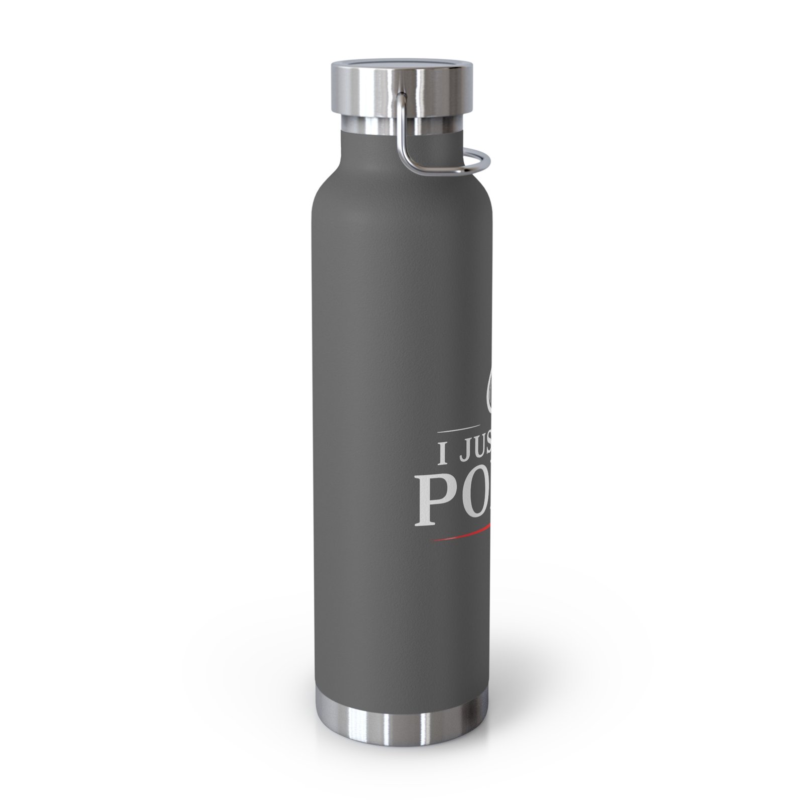 I Just Play Poker Insulated Water Bottle – White & Red Logo