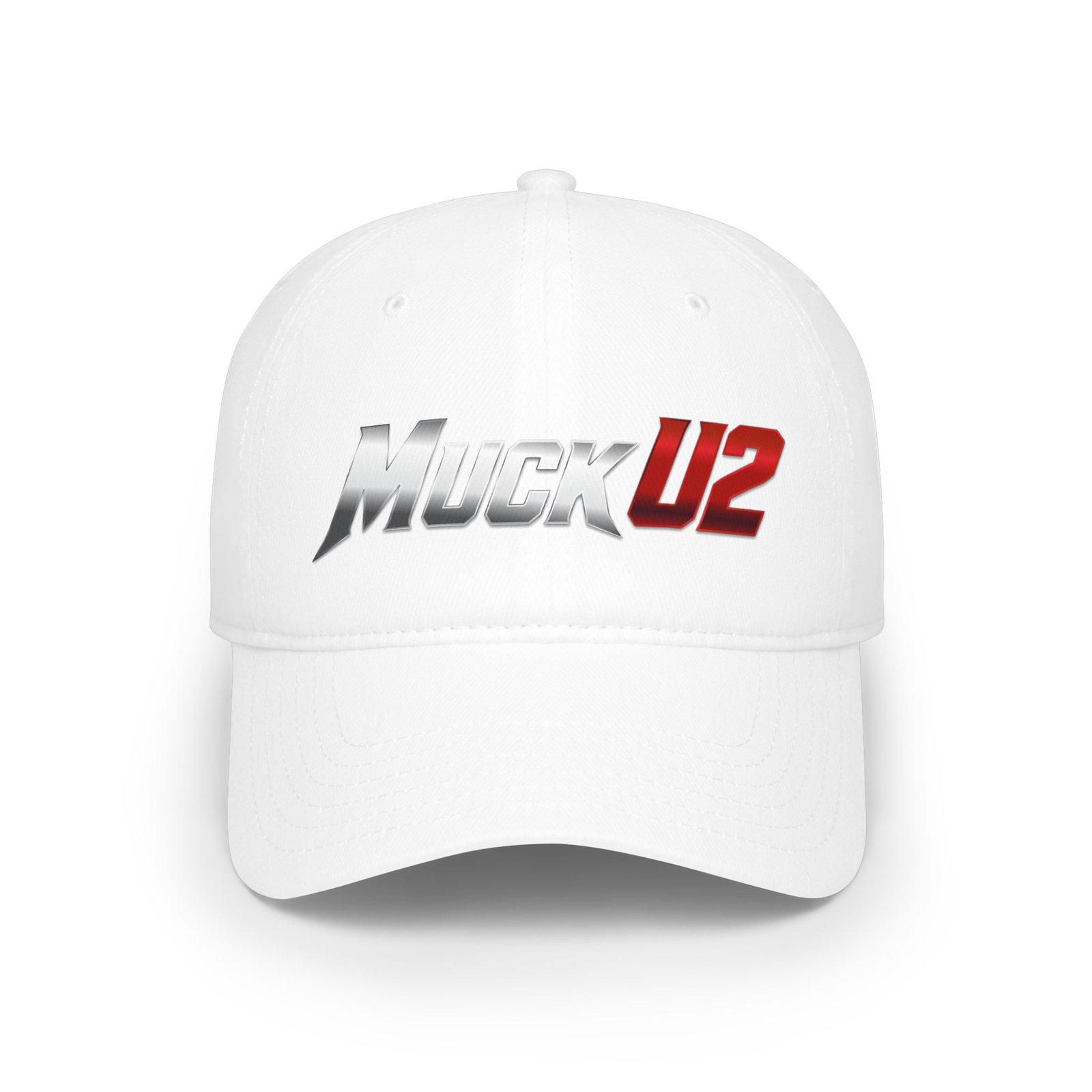 MuckU2 Poker Cap – Silver & Red Logo Baseball Hat