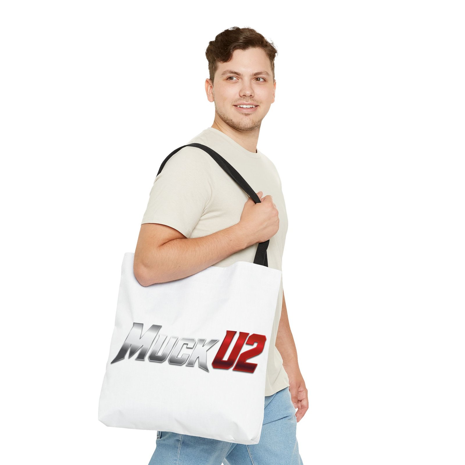 MuckU2 Canvas Tote Bag – Silver & Red Poker Logo