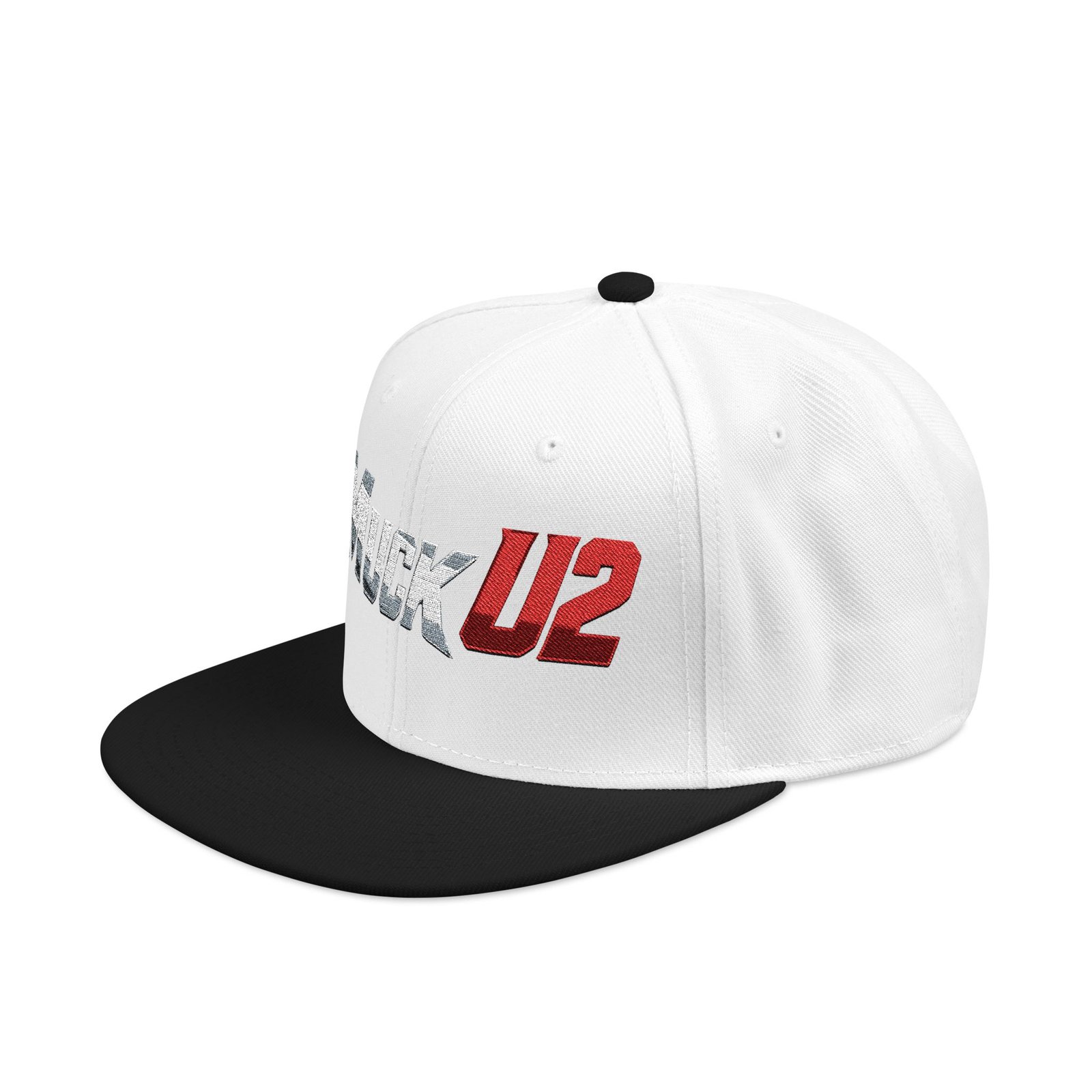 MuckU2 Snapback Poker Cap – Gradient Silver & Red Logo