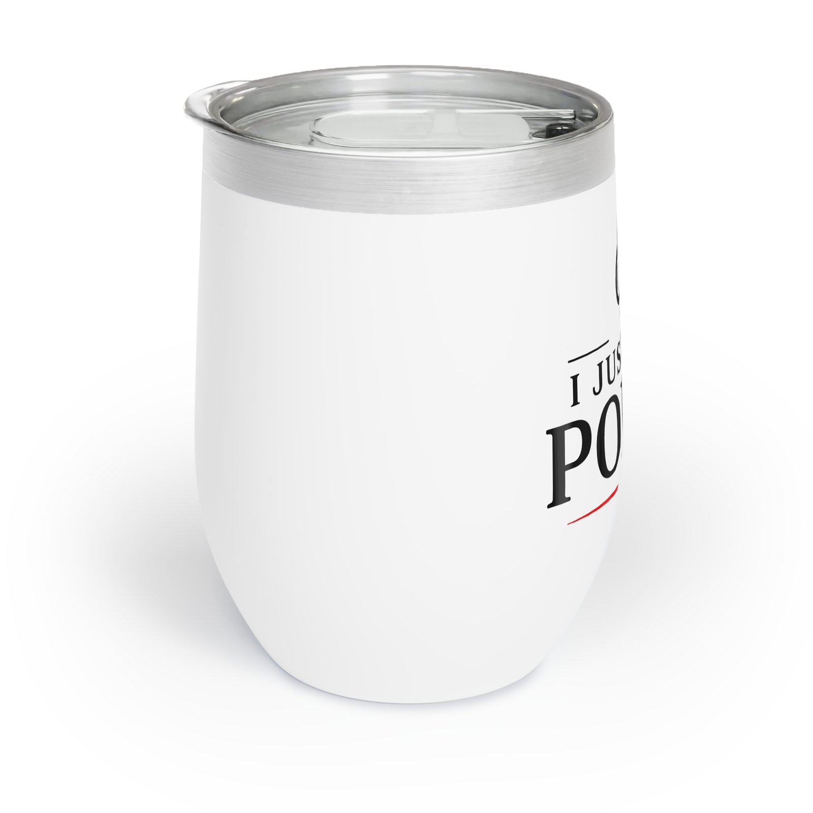 I Just Play Poker Wine Tumbler – Black & Red Logo