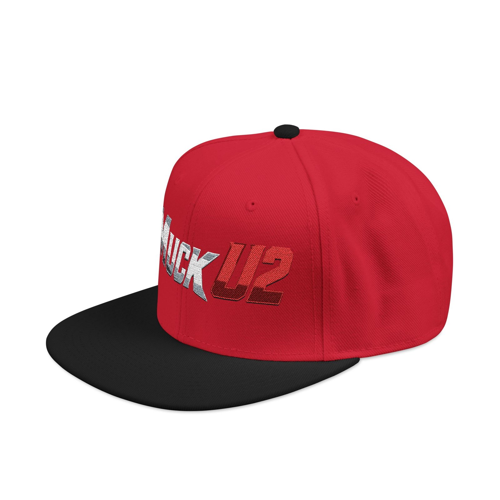 MuckU2 Snapback Poker Cap – Gradient Silver & Red Logo