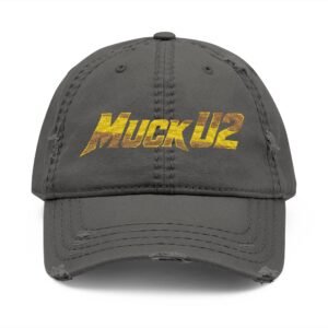MuckU2 Distressed Dad Hat – Gold Embroidered Poker Cap