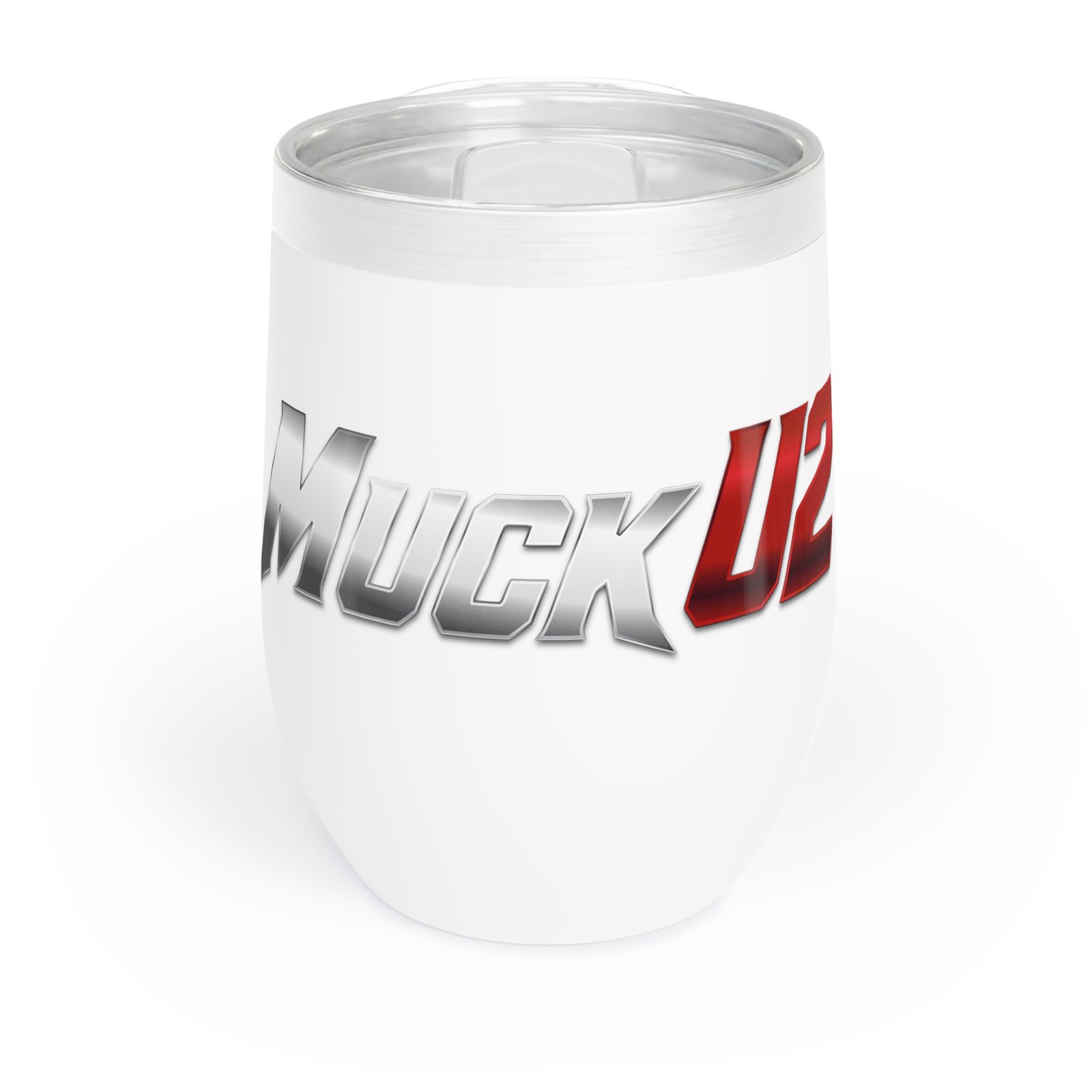 MuckU2 Wine Tumbler – Gradient Silver & Red Poker Logo