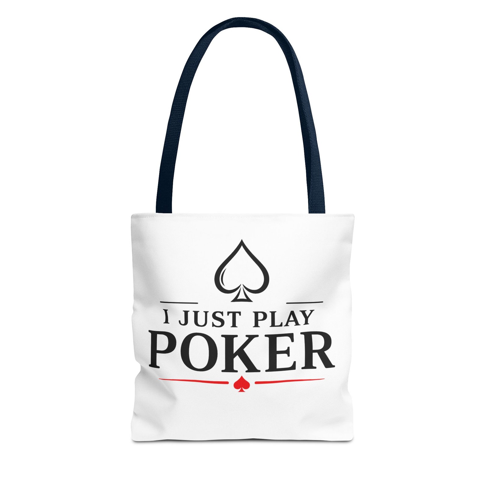I Just Play Poker Tote Bag – Black & Red Poker Logo