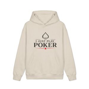 I Just Play Poker Hoodie – Black & Red Poker Logo