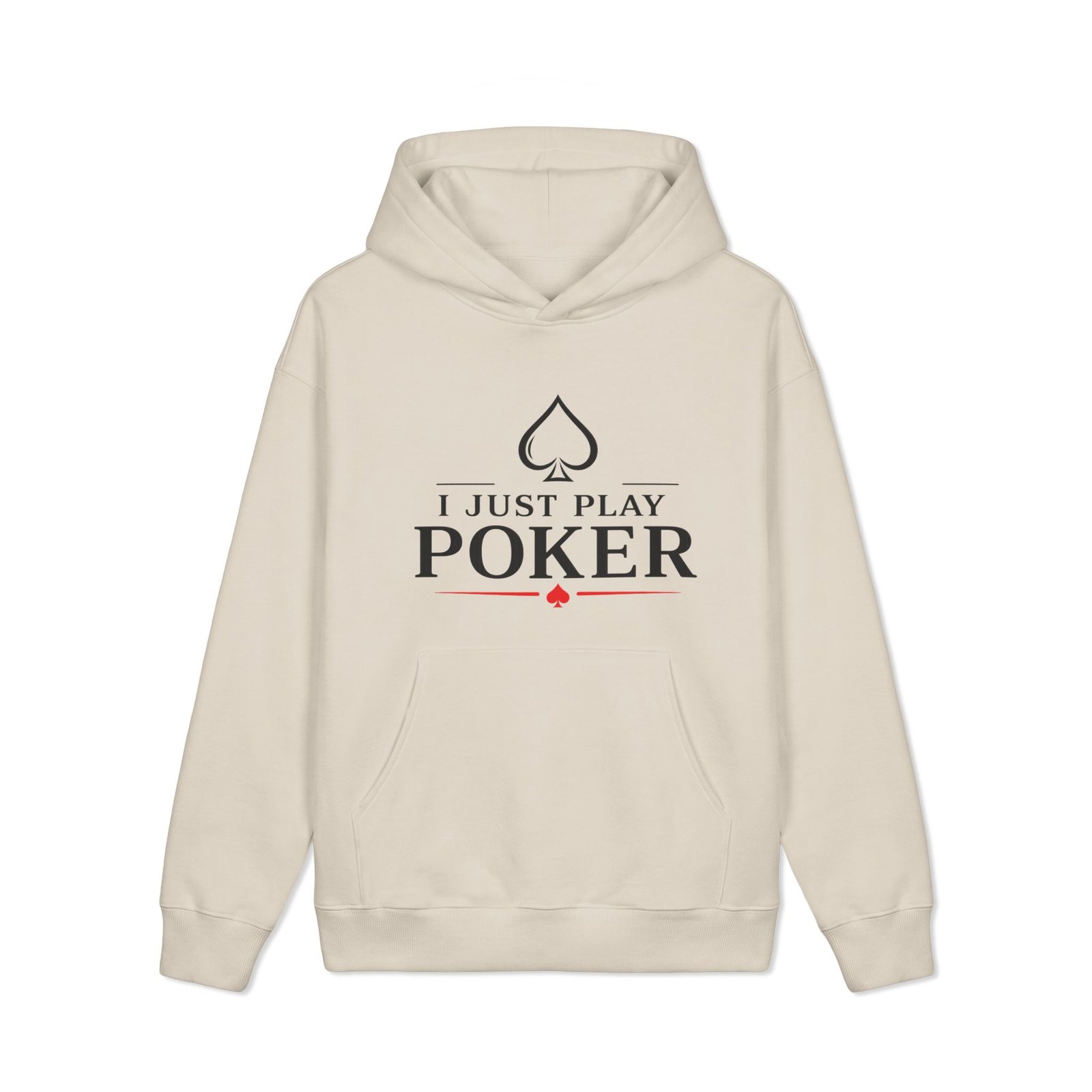 I Just Play Poker Hoodie – Black & Red Poker Logo