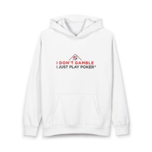 I Don’t Gamble, I Just Play Poker Hoodie – Red & Black Poker Logo