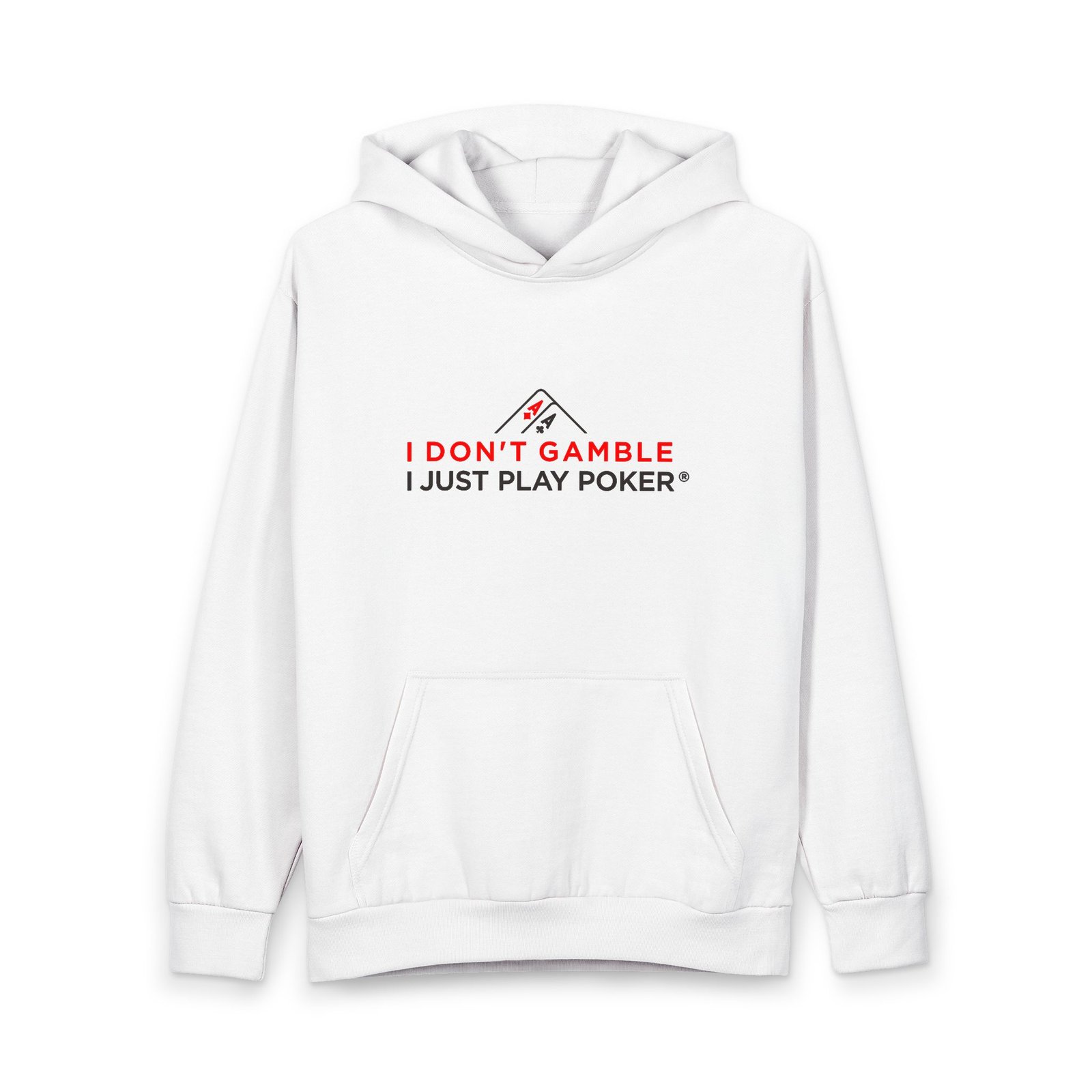 I Don’t Gamble, I Just Play Poker Hoodie – Red & Black Poker Logo