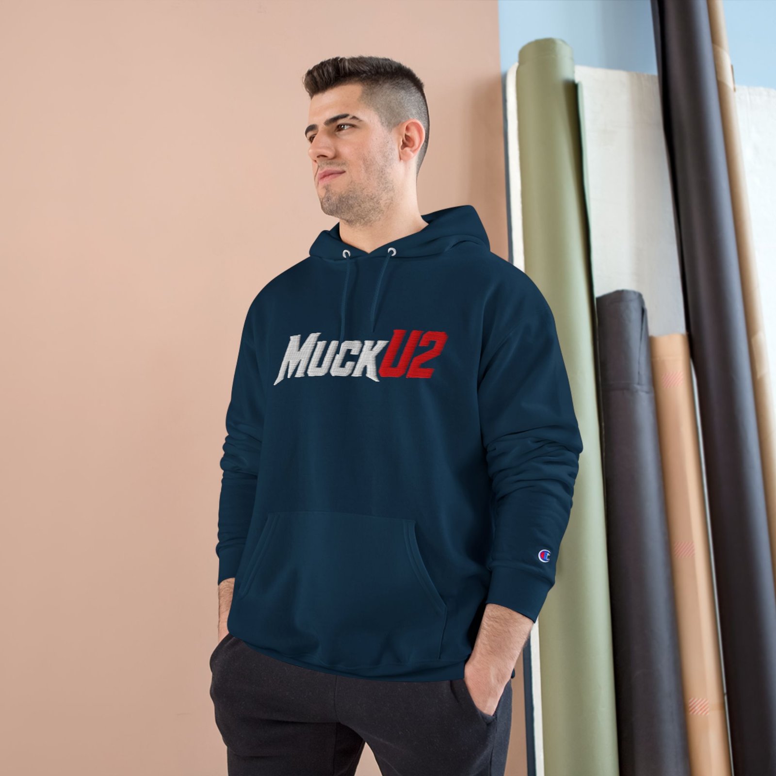MuckU2 Hoodie – White & Red Logo Poker Pullover