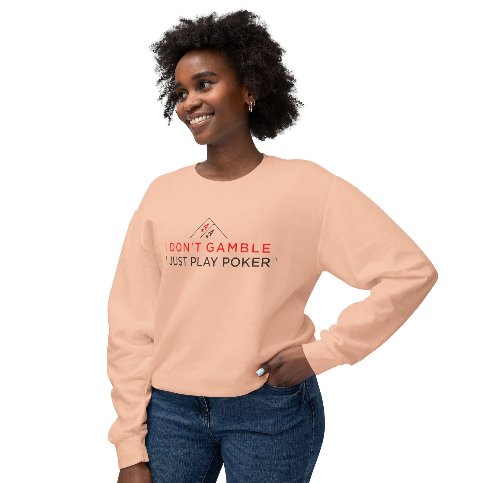 I Don’t Gamble, I Just Play Poker Sweatshirt – Red & Black Poker Crewneck