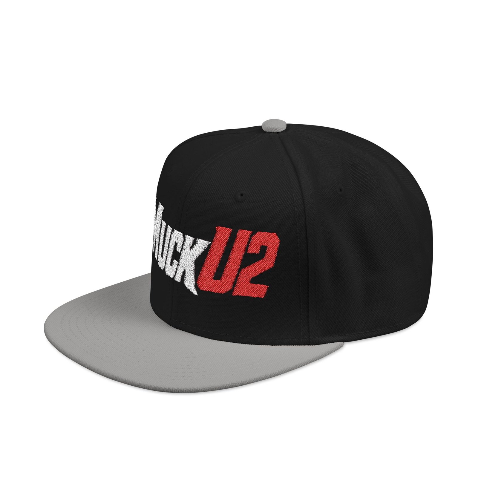 MuckU2 Snapback Poker Cap – White & Red Logo