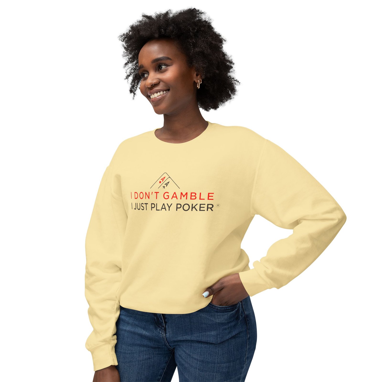 I Don’t Gamble, I Just Play Poker Sweatshirt – Red & Black Poker Crewneck
