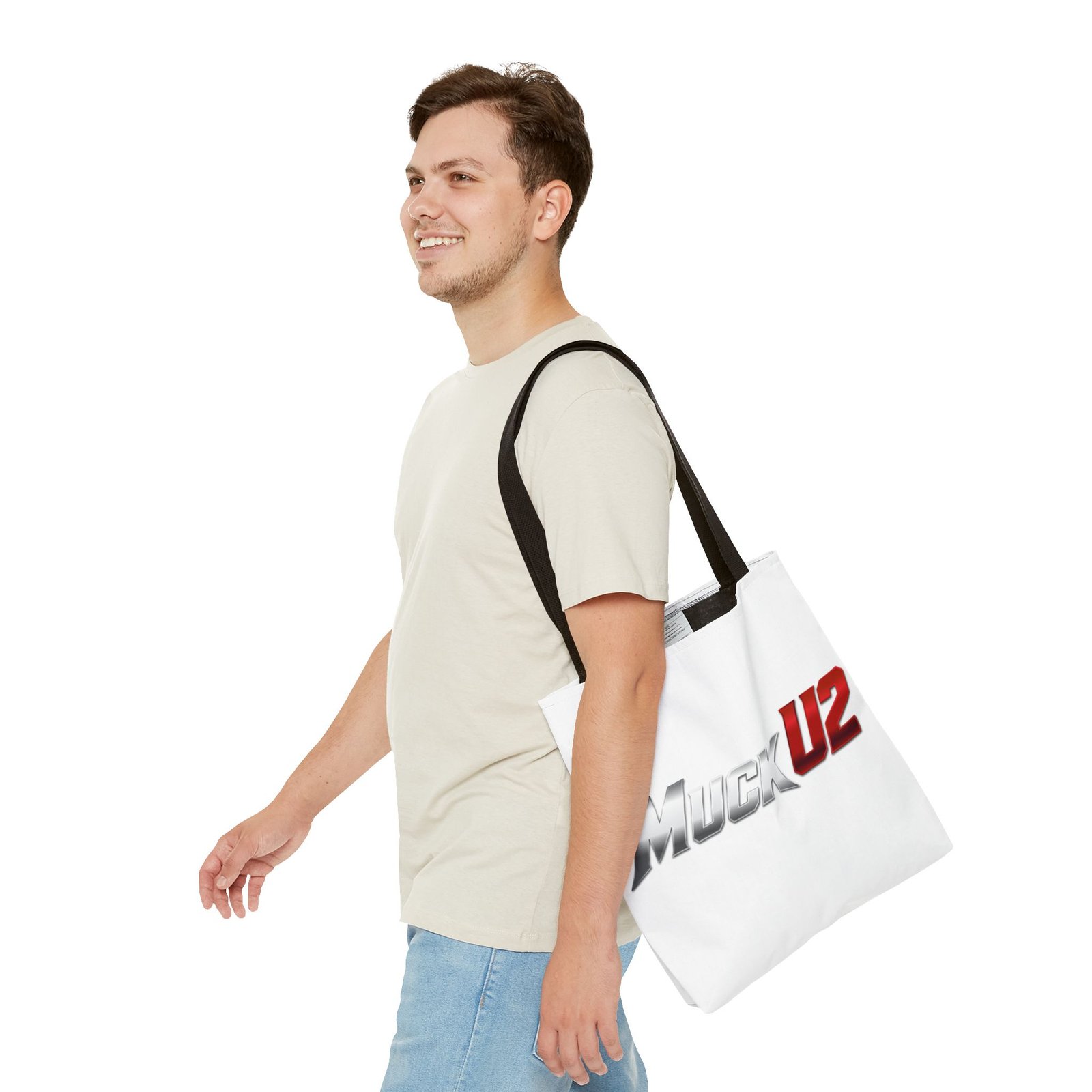 MuckU2 Canvas Tote Bag – Silver & Red Poker Logo