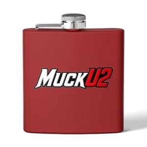 MuckU2 Flask – White & Red Logo Poker Flask