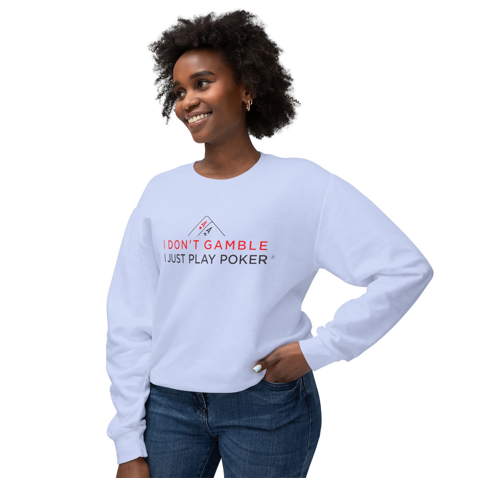 I Don’t Gamble, I Just Play Poker Sweatshirt – Red & Black Poker Crewneck