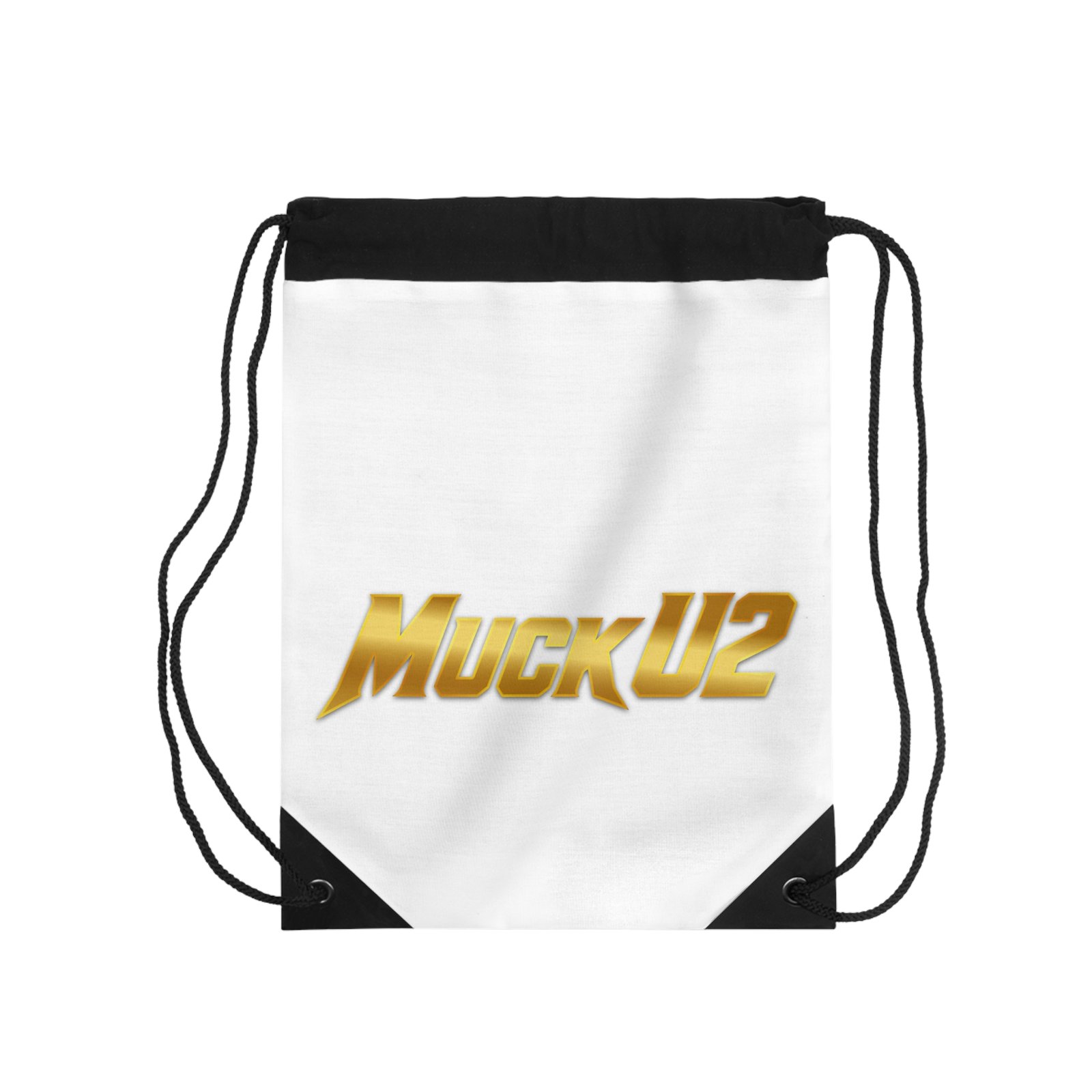 MuckU2 Drawstring Bag – Gold Logo Poker Gym Bag