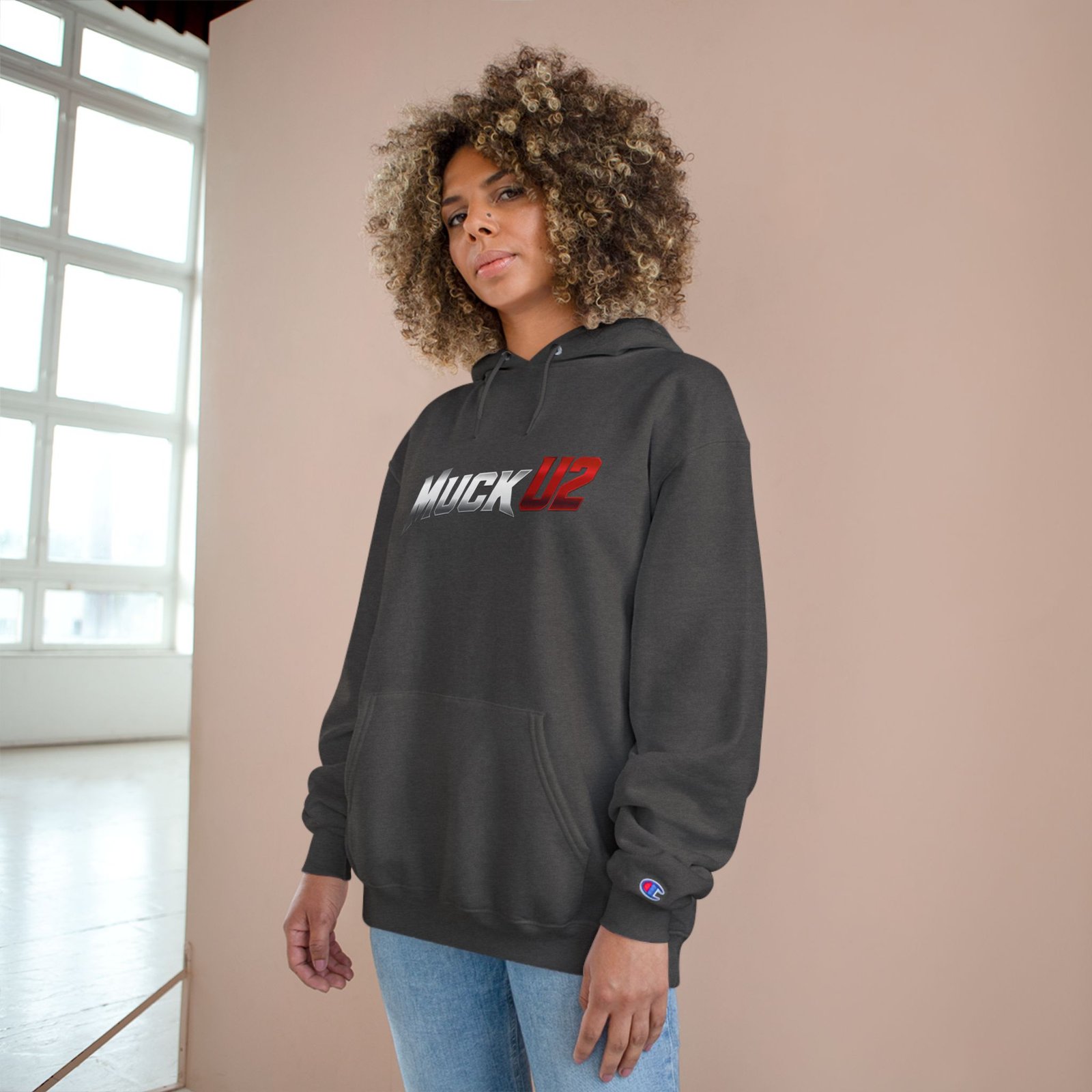 MuckU2 Hoodie – Silver & Red Logo Poker Pullover