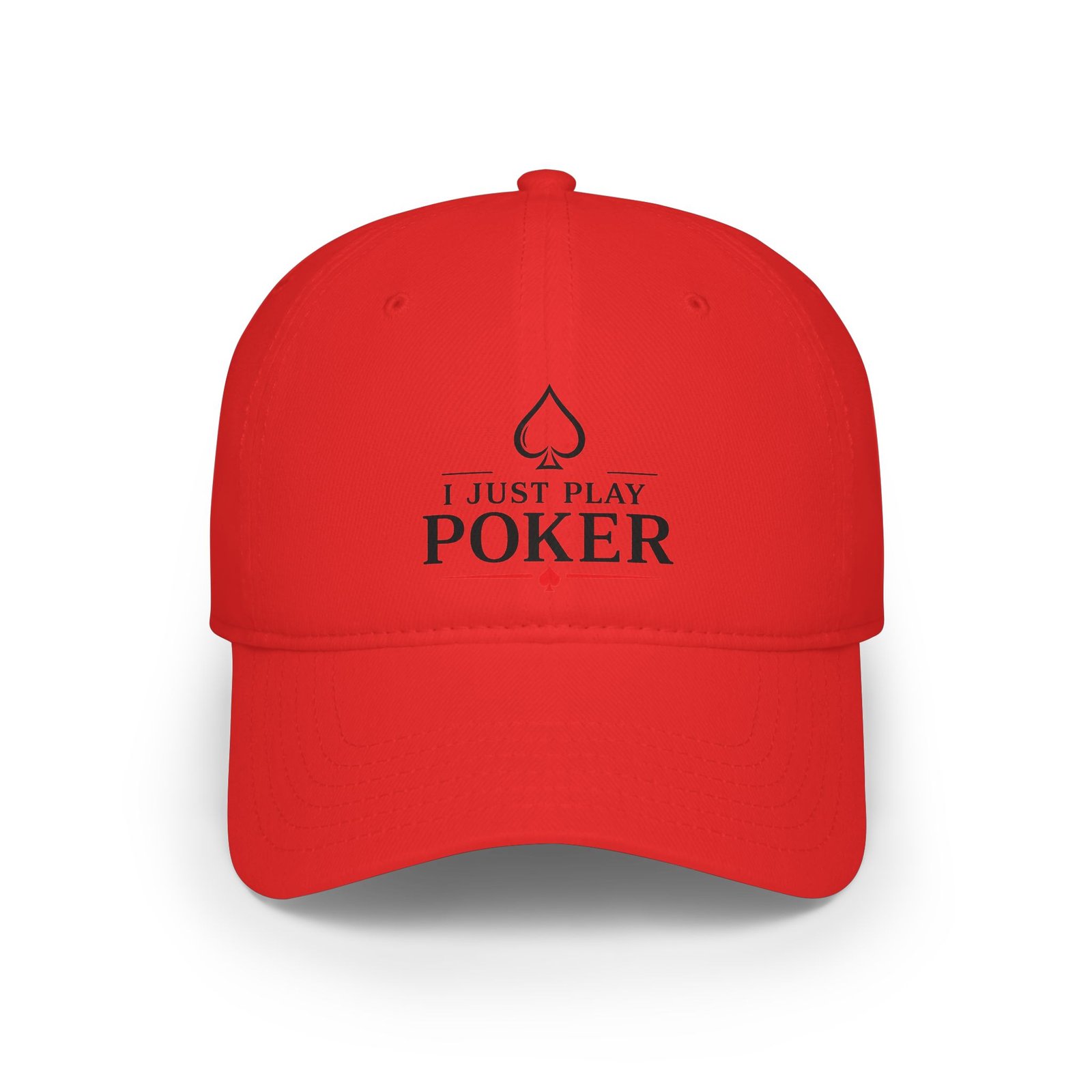 I Just Play Poker Cap – Black & Red Poker Logo