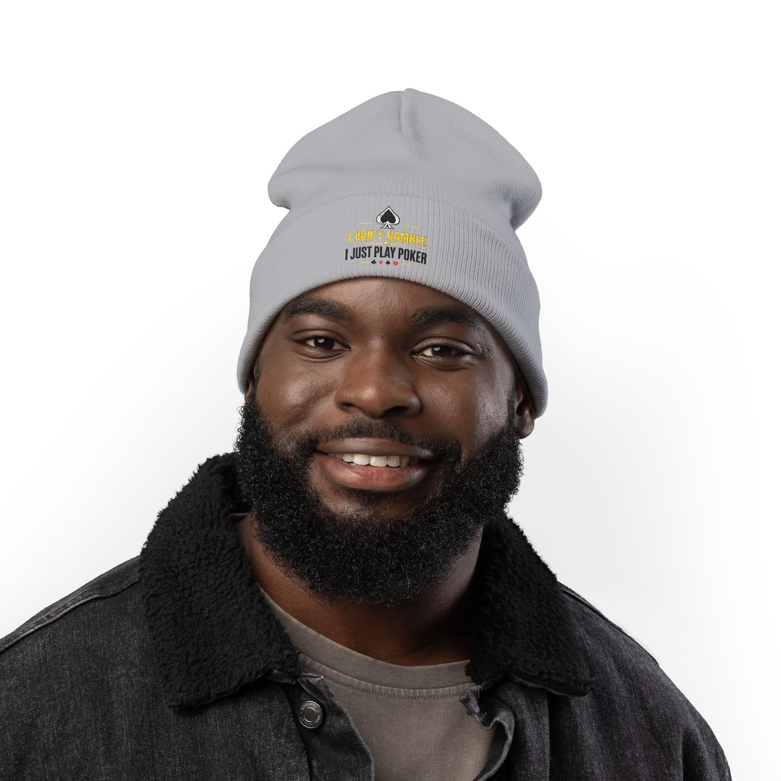 Poker Beanie – I Don’t Gamble, I Just Play Poker Winter Hat – Gold & Black